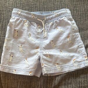 Janie and Jack Light Blue Cockatoo Drawstring Shorts